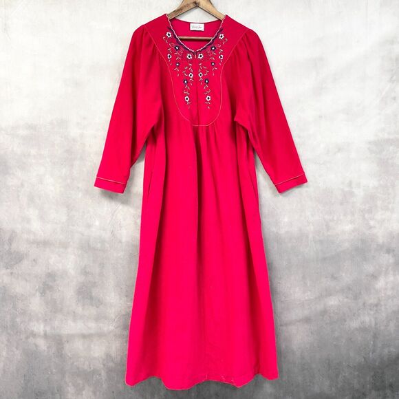 VTG‎ 80s Vanity Fair Robe Housecoat Womens Small Embroidered Floral Lounge Sleep - Picture 1 of 10